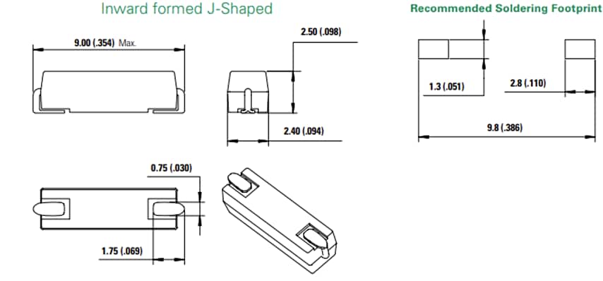 Mechanical Drawing - Littelfuse 59177 Ultra-Miniature Overmolded Reed Switches